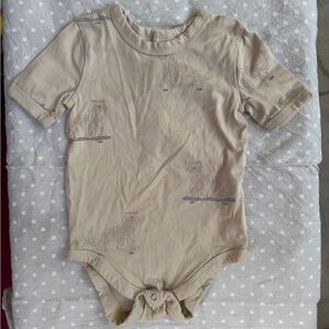 Tan Bodysuit One Piece with Snap Closures